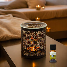 Lade das Bild in den Galerie-Viewer, Brûle parfum LE PARFAIT en métal ajouré & coupelle en verre - Zen'Arôme