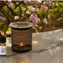 Lade das Bild in den Galerie-Viewer, Brûle parfum LE PARFAIT en métal ajouré & coupelle en verre - Zen'Arôme