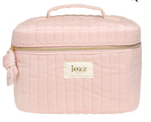 Load image into Gallery viewer, Vanity Grand Format WINTER SPARKLE – Velours Côtelé Rose & Bijouterie Dorée – Doublure Imperméable – 20x14x13cm – JOZZ BEAUTY