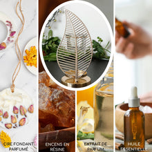 Lade das Bild in den Galerie-Viewer, Brûleur à huile et fondant parfumé PALME - métal & verre - Zen'Arôme