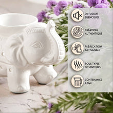 Lade das Bild in den Galerie-Viewer, Brûle-Parfum éléphant TANDOR - Céramique blanche - Zen'Arôme