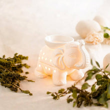 Lade das Bild in den Galerie-Viewer, Brûle-Parfum éléphant TANDOR - Céramique blanche - Zen'Arôme
