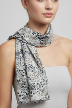 Lade das Bild in den Galerie-Viewer, Foulard Imprimé Noir à Motif avec Dorure - Coton & viscose
