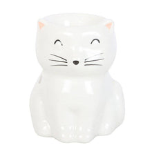 Charger l'image dans la galerie, Brûle-parfum Chat Heureux blanc en céramique
