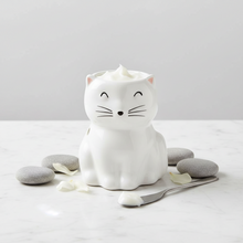 Charger l'image dans la galerie, Brûle-parfum Chat Heureux blanc en céramique
