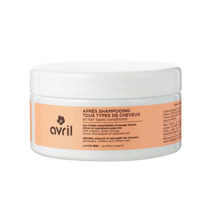 AVRIL - Après-shampoing bio Tous types de cheveux aux huiles essentielles d'orange douce, citron et pamplemousse - 200ml