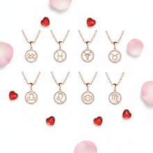 Charger l'image dans la galerie, Collier Pendentif ZODIAQUE – Or Rosé &amp; Cristal – 12 Signes

