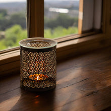 Lade das Bild in den Galerie-Viewer, Brûle parfum LE PARFAIT en métal ajouré &amp; coupelle en verre - Zen'Arôme
