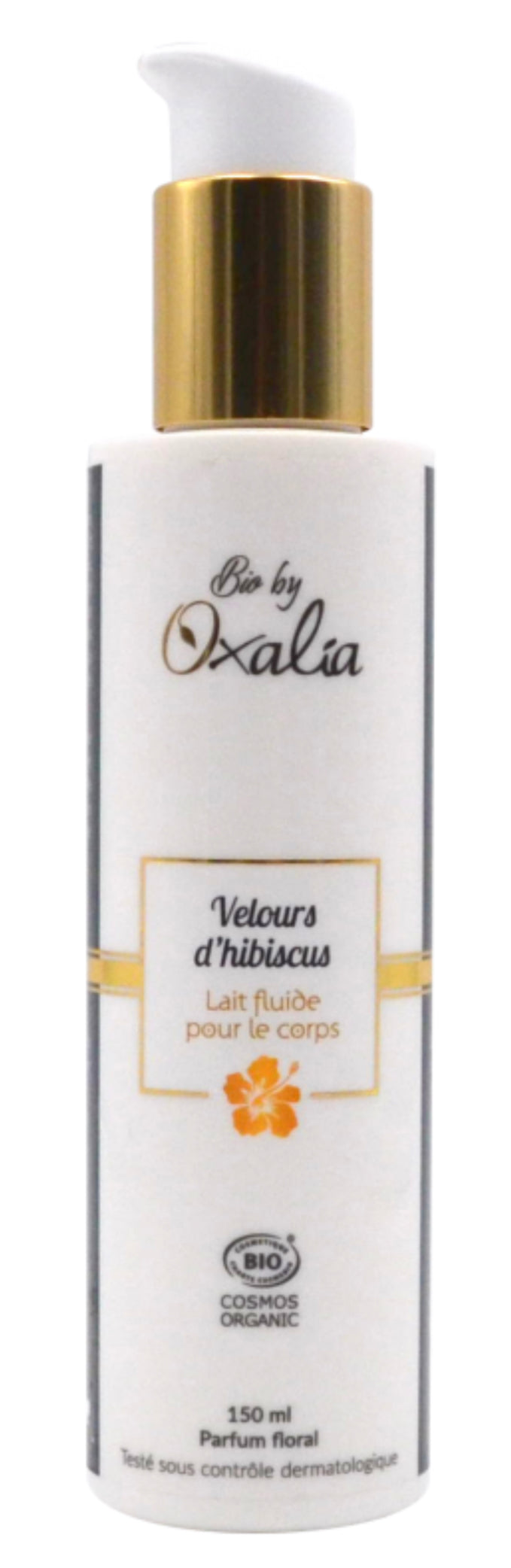 Lait fluide bio pour le corps à l'acide hyaluronique à l'aloé vera Confortable, pénétrant, nourrissant parfum floral VELOURS D'HIBISCUS - 150ml - OXALIA