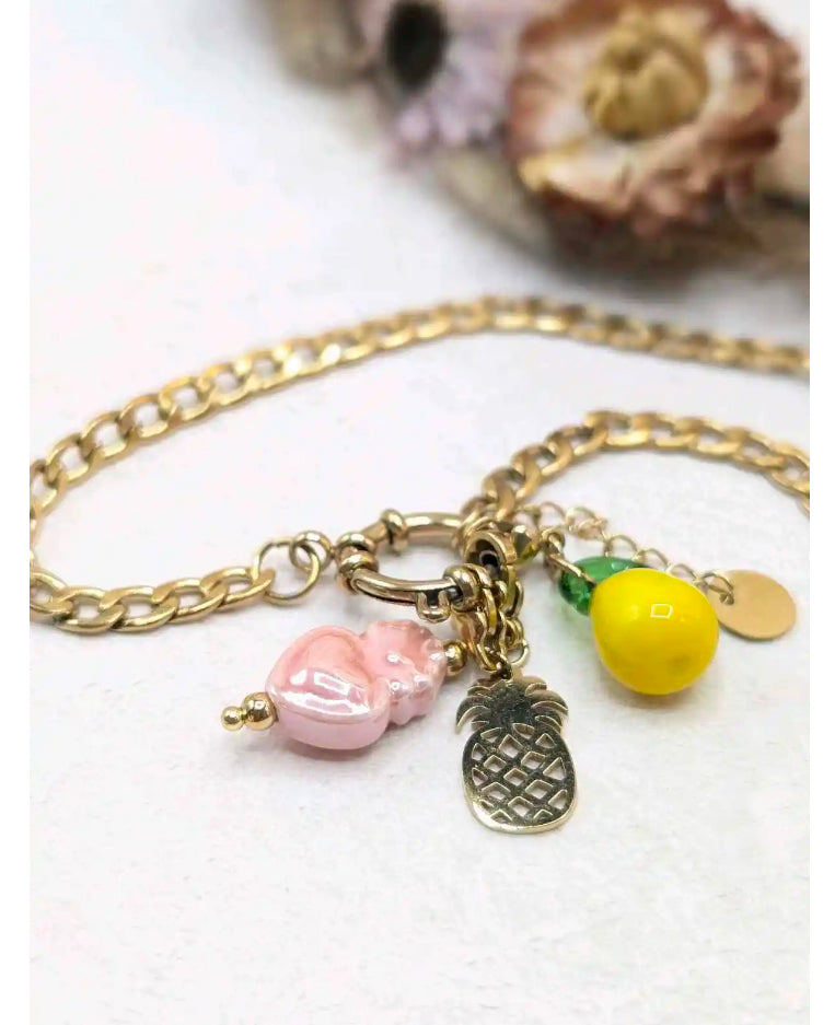 Chaine cheville dorée support charm's en acier chirurgical - ACCESSORI