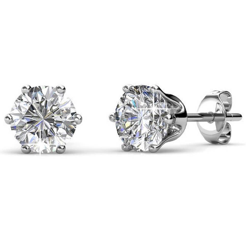 Boucles d'oreilles SOLITAIRE - Argenté & Cristal