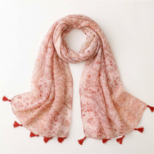 Lade das Bild in den Galerie-Viewer, Foulard à Pompons Motifs Modernes - Coton &amp; Viscose
