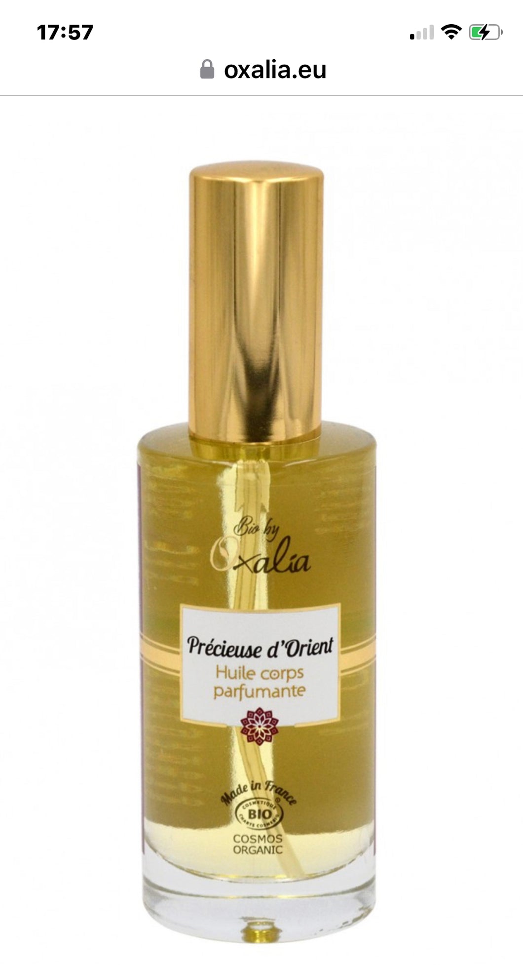 Huile corps bio Nourrissante, parfumante, assouplissante parfum oriental PRECIEUSE D'ORIENT - 50ml - OXALIA