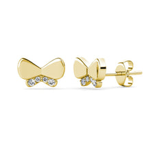 Lade das Bild in den Galerie-Viewer, Ohrringe mit Schmetterlingsschleife – Gold und Kristall

