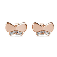 Load image into Gallery viewer, Boucles D'oreilles Butterfly Bow - Or Rosé Et Cristal
