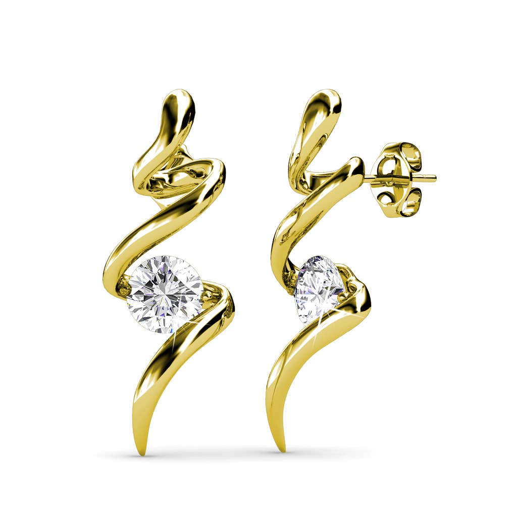 Boucles D'oreilles Pendantes Métal Doré Avec Cristal - Modèle P394, Neuves Sans Emballage