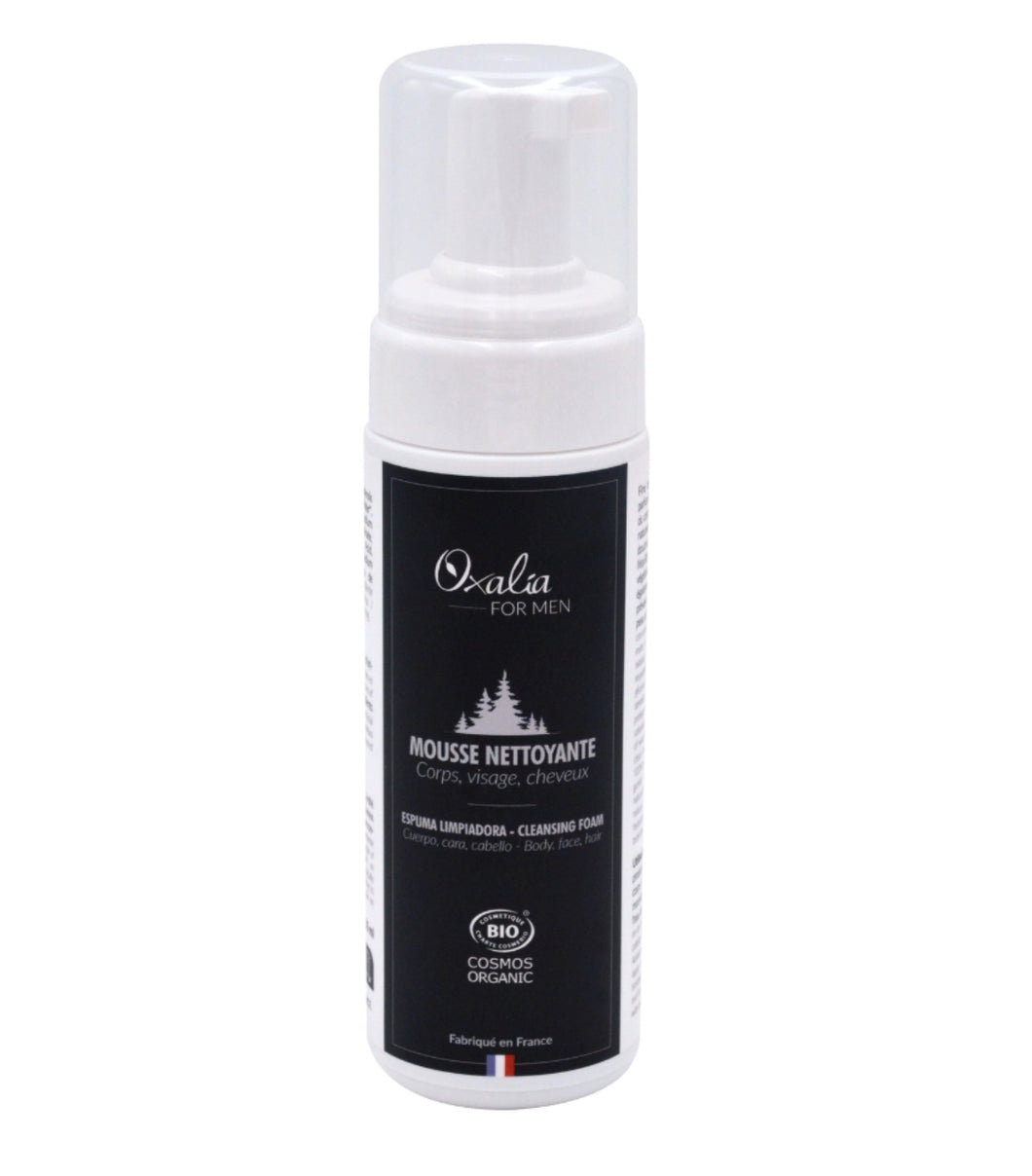 Mousse nettoyante corps, visage cheveux à l'aloe vera - 150ml - FOR MEN BY OXALIA