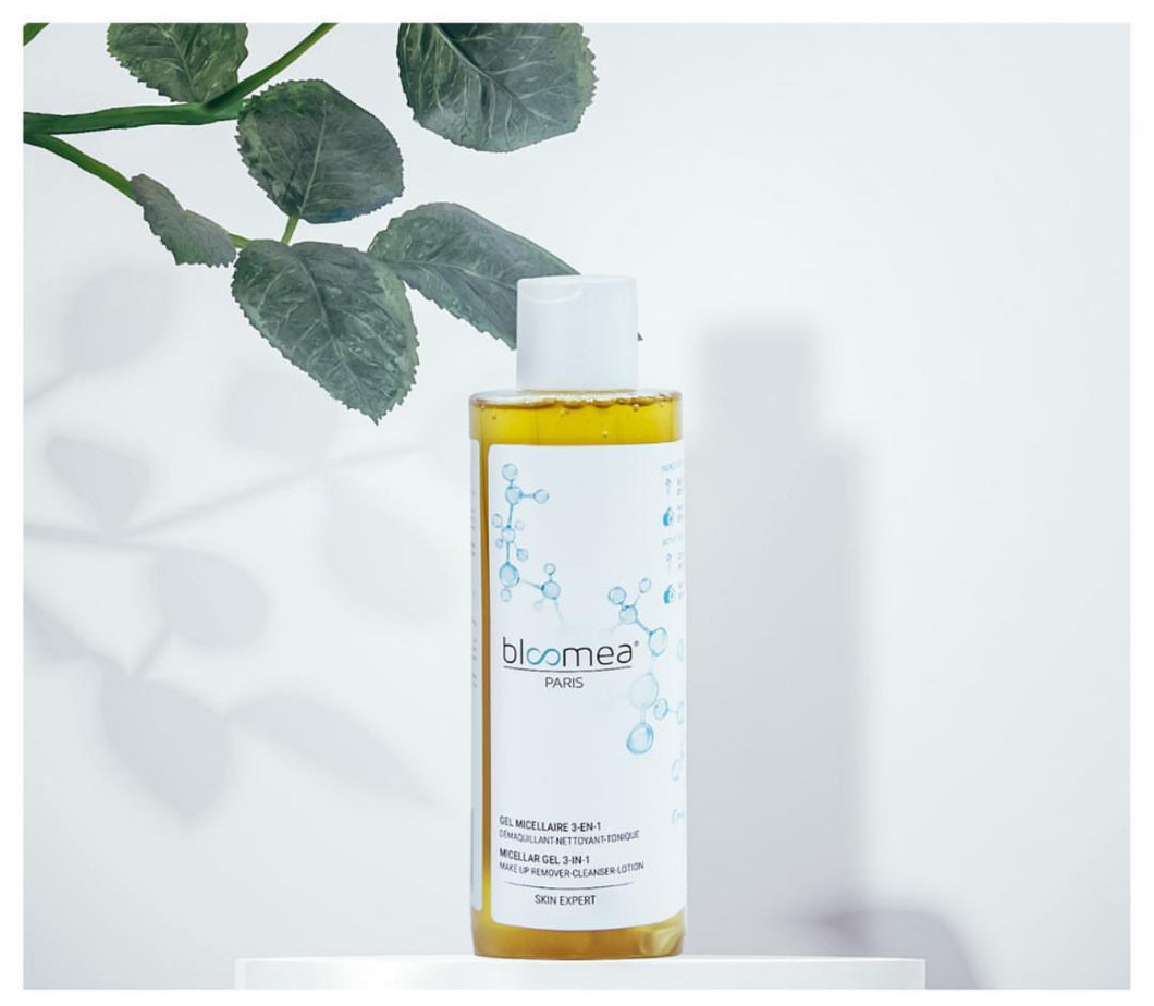 Gel micellaire 3 en 1 démaquillant nettoyant et tonifiant - 200ml - BLOOMEA