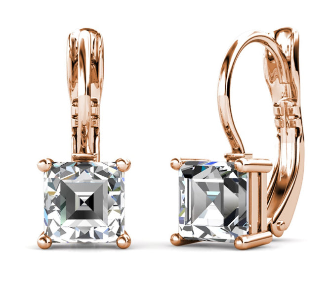 Boucles d'oreilles SQUARE- Or Rosé & Cristal