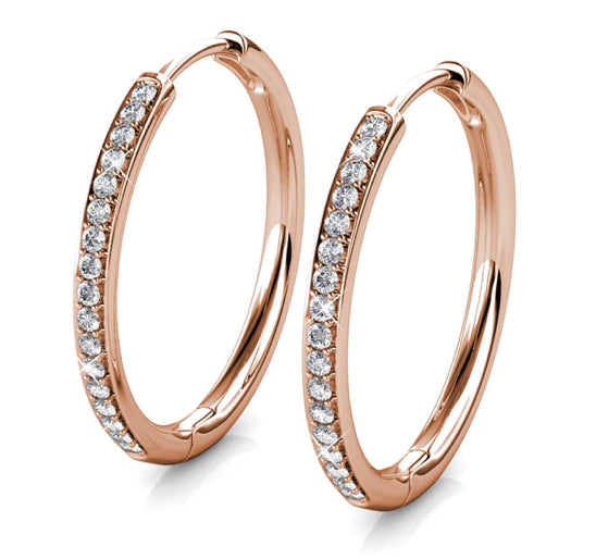 Boucles d'oreilles créoles CHIC - Or rosé & Cristaux