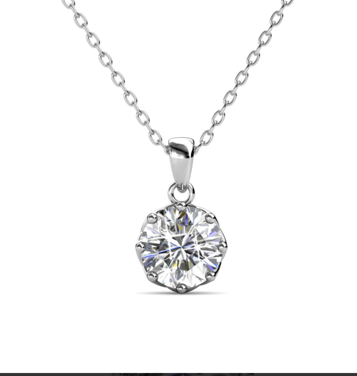 Collier pendentifs LILY - Argenté & Cristal