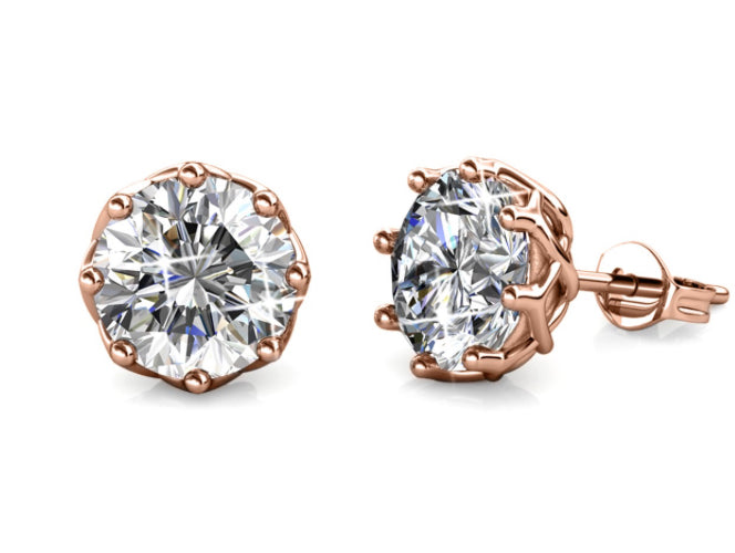 Boucles d'oreilles LILY - Or Rosé & Cristal