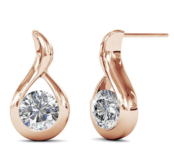 Boucles d'oreilles WAVVY - Or Rosé & Cristal