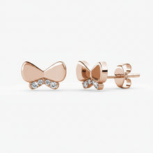 Lade das Bild in den Galerie-Viewer, Boucles D'oreilles Butterfly Bow - Or Rosé Et Cristal
